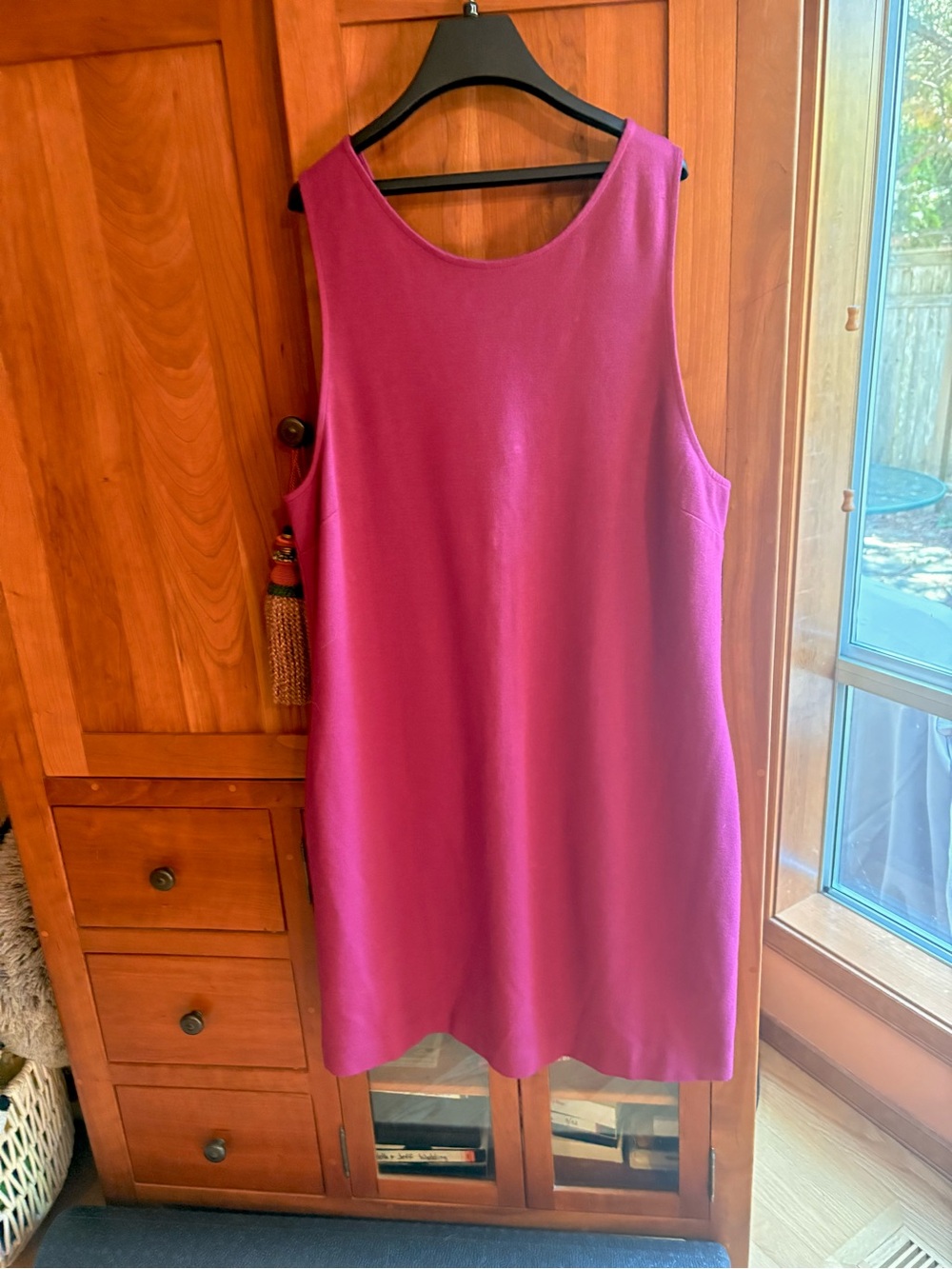 J Crew Sleeveless V Back Shift Dress in Burgundy.  Classic Sheath Style.